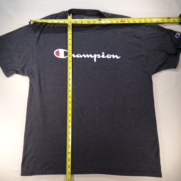 Champion Script Logo T-Shirt Dark Gray Men’s Size L - Picture 2 of 6